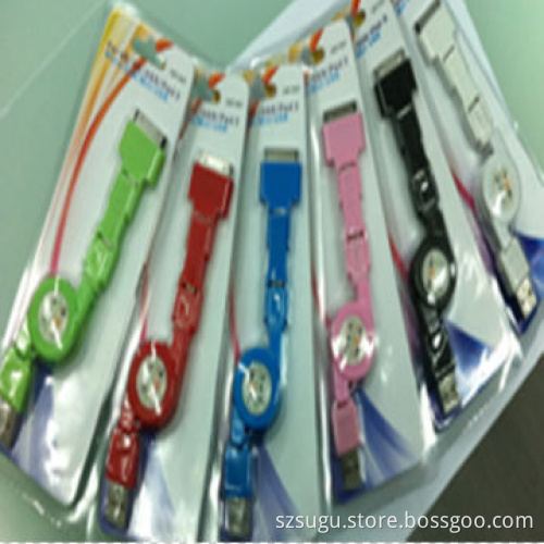 Hot Sale 3-in-1 Mini Retractable Cable Reel, Micro Pin, 30-pin